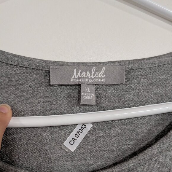 Marled Reunited Clothing Jersey and Woven Striped Blouse Grey White Size XL - Picture 2 of 6